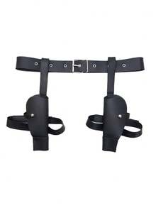 可调节腰部和大腿仿皮吊袜带，适合作为劳拉·克劳馥等角色的服装道具，时尚女士吊袜带，角色扮演配饰 - A - 查看 11