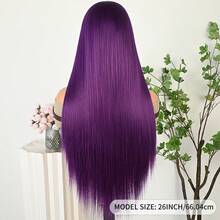 13X6 Free Part Platinum Blonde Lace Front Wigs 28 Inch Pre Plucked Long Straight Hair Wigs Glueless Soft Ash Blonde Colored Wigs Heat Resistant Fiber Hair Synthetic Lace Front Wigs For Women For Daily Christmas Party Cosplay Use - 紫羅蘭色 - 查看 8