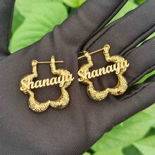 Personalisierte Namensohrringe, Edelstahl Blumen Creolen, modische einzigartige persönliche Ohrringe, Geschenk für beste Freundin/Geburtstag