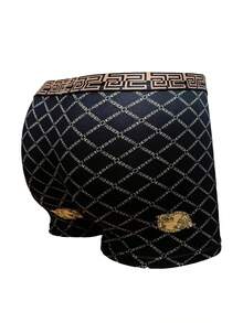 4-Piece Set Of High-End Black Gold Men's Boxer Shorts, Teen Men's Underwear, Summer Breathable Men's Boxer Shorts For Gifting Boyfriends, Machine Washable