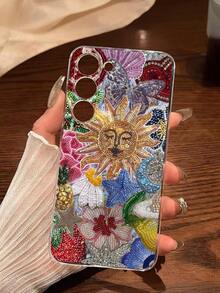 1个日月花卉图案软壳手机壳，兼容、荣耀、红米、三星Galaxy A04e/12/A13/A14/A34/A50/A52/A53/A54/S21/S22/S23/S24/S25/S25 Ultra、6A/7A/8A、12T/13T，国际版，非国内版 - 無色 - 查看 6