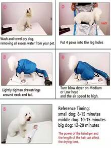 可折叠宠物烘干袋，适用于猫狗，便携式美容袍，防水牛津布，防啃咬，银膜，轻便速干，家用吹风机，适用于大型犬，快速干燥吹风机，大型犬宠物用品，蓝色节日礼物 - 彩色 - 查看 5