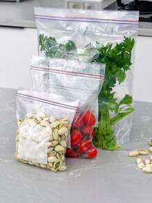 20/65/130PCS Transparent Zipper Bag, Sealed Food Storage Zipper Lock Bag, Suitable For Biscuits, Candies, Snacks, Dried Fruits And Grains, Grain Spices, Portable Leak-Proof Food Freshness Container, Vacuum Sealing Bag, Kitchen Accessories, Zipper And Pattern Color Random, Back-To-School Supplies - Multicolor - View 7