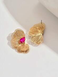 1 Pair Fashionable Pastoral Style Lily Flower Earrings - Multicolor - View 4