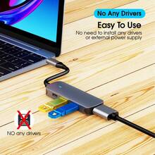 USB C 集线器，4 合 1 多端口适配器，带 4K 高清电视、高速 USB-A 3.0 端口、供电充电，广泛兼容 USB-C 3.1 笔记本电脑、Galaxy S25 Ultra 等