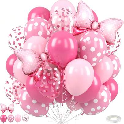 30 Pcs 12 Inch Latex Balloons Hot Pink Black Pink Polka Dot Latex Balloon For Valentine's Day Wedding Sweet One Birthday Party Decoration Silver And Pink Balloons,Black And Pink Birthday Decorations,Pink And Black Balloon