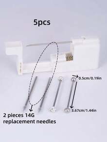 3pcs/Set Sterile 13G Navel Piercing Gun, 1pc 13G Piercing Gun, Assorted Color Rhinestone Navel Studs, Easy To Operate, Suitable For Beauty Self-Use Piercing Tools And Accessories - Multicolor 2 - View 10