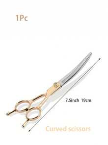 7" Professional Stainless Steel Pet Grooming Scissors Set, Includes Thinning, Curved And Straight Scissors, Gold Color, Ambidextrous, For Dog, Rabbit And Small Pet Hair Trimming - Multicolor - View 14