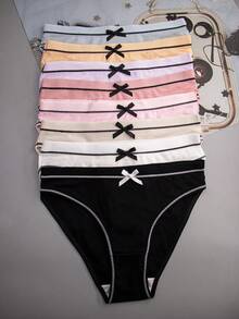8pcs Women's Multicolor Milk Silk Cute Bow Comfortable Loose Sports Triangle Panties - 彩色 - 查看 2