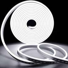 LUCASA Tira Led Neón 5M Luz Led 600 Ledes Flex Cortable Silicona Neon Lights 12V Tiras Led para Cuarto Exterior IP67 Impermeable Tira Led Para Cocina Decoración Habitación TV Luces LED Flexible - BLANCA - Ver 1