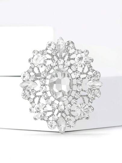 1 件时尚宫廷风格水晶花胸针，女士休闲翻领别针配饰礼物