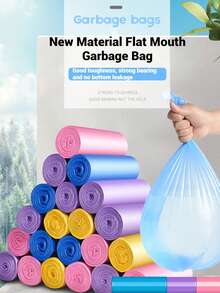 100/300 Pcs High-Quality Thickened Color Garbage Bag, Point-To-Point Continuous Roll Disposable Plastic Solid Bag, Suitable For Home, Kitchen, Business, School, Office, Outdoor, Bathroom, Professional Use, Convenient And Tidy - Green - View 2