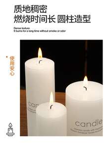 1 pièce Bougie colonne de style européen classique blanche ivoire, bougie romantique sans fumée pour la maison/le mariage/l'hôtel