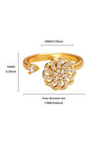 1PC Spinner Sunflower Rings For Women Stainless Steel Anti Anxiety Fidget Ring Wedding Jewelry Daily Wear Decoration