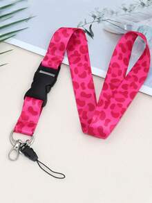 1 dây đeo cổ tháo rời đựng chìa khóa, móc chìa khóa, dây đeo cổ họa tiết báo hồng cho giáo viên nam nữ, dây đeo điện thoại có khóa tháo lắp nhanh đựng thẻ căn cước, ví. Quà tặng Giáng sinh - Báo hồng - Xem 5