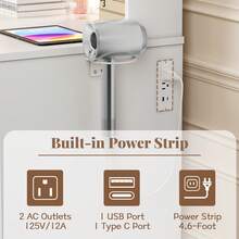 Makeup Vanity Desk With Adjustable Tri-Color LED Light & Power Outlet& Partitioned Cabinet - View 3