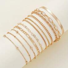 11pcs/5pcs Fashionable Minimalist Heart Beads & Snake Chain Bracelet Set For Women, Suitable For Daily Wear, Gatherings, Parties, Festivals, Gifts