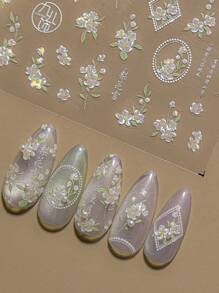 Exquisite Butterfly Wing Nail Art Stickers - Self-Adhesive, Scent-Free Decorations For Hands & Feet With Elegant Designs And Easy Application Nails Nail Supplies - White - View 4