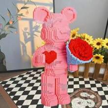 1 Set Rose Flower Bouquet Building Blocks Toy, Small Particles Assembly Blocks, 3D Toy, Valentine's Day Gift For Friends And Family, Rose Flower Gift, Adult And Teenager Building Blocks Toy
