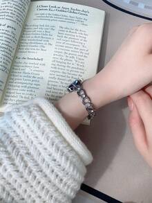 1pc Women's Rhinestone Case Minimalist Dial Elegant Fashion Quartz Watch Suitable For Everyday Decoration