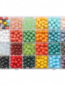 Ca. 60 Stücke 8mm klassische einfarbige Glasperlen für DIY Schmuckherstellung, geeignet für Armbänder, Halsketten, Alltagsmode