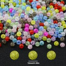 6/8/10/12/16mm Rainbow Acrylic Beads, Mixed Color Round Beads UV, Cracked Beads, Crackle Round Beads - Multiple Color Options, Round Hole Loose Beads Suitable For DIY Jewelry Making Bracelets Necklaces Or Craft Pen Decorations