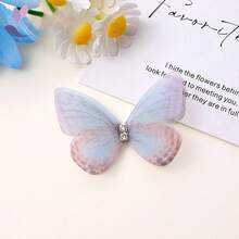 100 pièces de décorations de papillons transparents pastel doux, papillons en tissu 3D simulés pour la décoration murale de papillons pour le salon et la chambre à coucher, artisanat DIY, accessoires de nail art et accessoires de photographie, accessoires de papillons en maille, articles décoratifs DIY