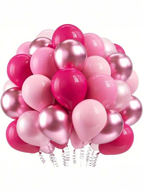 50 قطعة من البالونات اللاتكس باللون الوردي الساخن والوردي المعدني، ديكور حفلات الزفاف وأعياد الميلاد والذكرى السنوية والتخرج والأعياد والأم وديكور المنزل والغرف الداخلية والخارجية