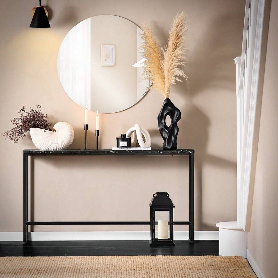 SoBuy Vintage Console Table Metal Hallway Table Decorative Table Sideboard Side Table W X H X D Approx. 120 X 65 X 20 Cm Natural & Black FSB19-E - Black - View 1