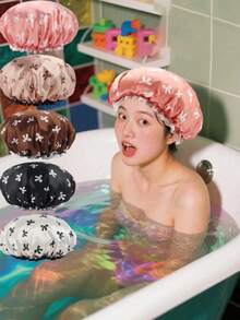 1pc Shower Cap, Women's Reusable Waterproof Elastic Shower Cap, Suitable For Long Hair