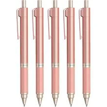 Gel Pens, 5 Pcs Metal Gel Ink Pens, 0.7mm Black Ink Pens For Journaling, Cute Pens For School Office Home, Fancy Pen Set Gifts For Women Men, Red - 紅色 - 查看 1