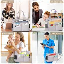 NEWHEY 15.6英寸女士笔记本电脑包，工作/教师手提包，护士包，专业笔记本电脑托特包，笔记本电脑斜挎包，单肩包，大号手提包，商务办公包，公文包 - 藕粉色 - 查看 7