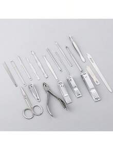 Juego de manicura y pedicura de 19 piezas, kit de cuidado de uñas profesional para manos y pies con cortaúñas, alicates de cutículas, tijeras para uñas y lima de acero inoxidable, con estuche de viaje. Herramientas de cuidado de uñas para hombres y mujeres - Negro - Ver 4
