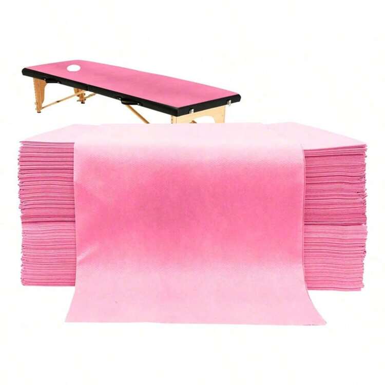 100 件一次性按摩床单，粉色 Spa 床罩，适用于美容师、水疗、脱毛、睫毛、纹身、沙龙桌，31 英寸 X 71 英寸（粉色） - 彩色 - 查看 17
