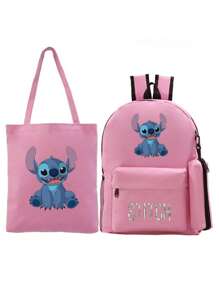 Disney Stitch Star Baby Peripheral Printed Backpack Set Student School Bag Backpack + Pencil Bag + Handbag Three Pieces Set School Season
