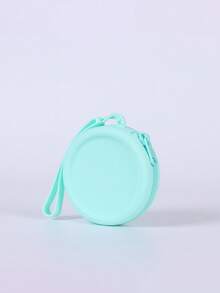 1 pieza Monedero de silicona de estilo simple, bolsa de almacenamiento de gran capacidad y forma redonda, bolsa de color sólido, adecuada para auriculares, cables de datos, lápiz labial, monedas, llaves, etc., tacto suave, fácil de limpiar y cuidar, simple y ligera, espacio razonable, alta portabilidad, adecuada para el hogar, el trabajo, las salidas y los viajes.