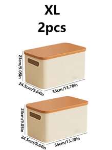 1件桌面收纳盒，杂物，玩具，零食，带盖储物篮，大容量整理盒，塑料长方形收纳盒，用于桌面整理，小物品收纳盒 - 彩色 - 查看 22