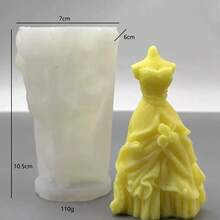 Moule en silicone en forme de robe de mariée pour la fabrication de bougies DIY, moule de décoration en plâtre pour robe - Blanc - Voir 5
