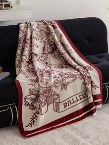 1 件仿羊绒勃艮第波西米亚花卉蝴蝶提花毛毯，温暖披肩，适合办公室沙发、床、户外野餐、宠物罩，日常使用的简单礼物