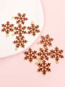 10pcs NEW Style Christmas Snowflake Styling Sparkling Powder Drip Oil Charms, Men And Women Clavicle Chain Necklace, Bracelet, Earrings, Keychain And Festival Party & Xmas Tree Hanging Decorations DIY Alloy Pendants - Perfect For Christmas Day, New Year, And Winter Celebrations - Snowflake - View 7
