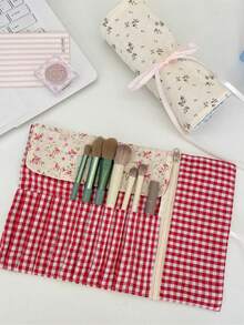 1pc/Set Ditsy Floral Portable Cute Makeup Brush Holder Bag, Eyebrow Pencil Holder Bag, Lipstick Holder Bag, Large Capacity Cosmetic Bag, Skincare Products Organizer Bag, Multi-Functional Storage Bag For Makeup Brushes, Eyebrow Pencils, Lipsticks, Lip Balms, Nail Polish, Cosmetics, Jewelry, Small Items, Bridesmaid Gift, Birthday Gift, Gift For Friends, Valentine's Day Gift, Travel Essential, Cruise Essential, Commute Essential - Multicolor - View 8