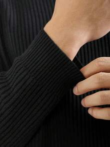 Turtleneck Pullover Vertical Ribbed Ribbed Knit Sweater