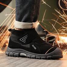 GUYISA Shoes, Anti-Smash, Anti-Puncture, Wear-Resistant, Suede Leather, Spark-Proof, Heat-Insulating, Welding Series Mid-Top Protective Shoes, EU Standard Steel Toe Cap, Soft Rubber Sole, Heavy But Extremely! (Shoe Size In CN, Please Note International Conversion! If Shoe Size Runs Large, Please Order One Size Down)
