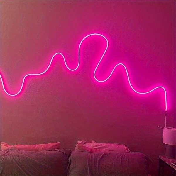 1 stuk APP-gestuurde RGB LED-neonlichtstrip met afstandsbediening, USB-aangedreven, veelkleurige flexibele neon-touwverlichting voor wanddecoratie, huis, slaapkamer, keuken, speelkamer - Geen batterij, infrarood, draadloos vereist