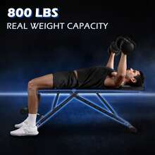 Flybird Collapsible Adjustable Weight Bench - Heavy Duty Foldable Fitness Exercise Utility, With 800 Lbs. Weight Capacity, Black - 預設 - 查看 2
