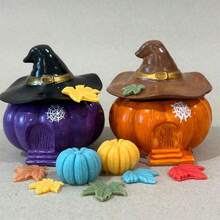 2 Stücke/Set Hexenhut/Blatt Kürbis Silikonform - Epoxidharz Halloween Deko, DIY Kerzenhalter & Basteleien, Kürbis Dekorationen, Bastelbedarf, Feiertags Behälter, Feiertags Design, detaillierte Handwerkskunst