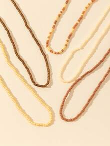 5 件/包弹性米珠多色时尚百搭腰链、手链、项链 - 黃色 - 查看 4