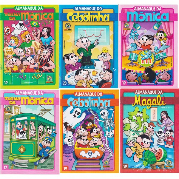 Kit 6 Almanaques Turma da Monica Panini 2024 Monica Cebolinha Magali HQ Infantil por Panini com 98 Páginas