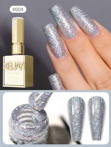 XEIJAYI 1支装15ml璀璨星光系列凝胶指甲油套装，UV LED浸泡式指甲凝胶，半永久，DIY沙龙级美甲凝胶，适合春夏美甲 - 銀色 - 查看 3
