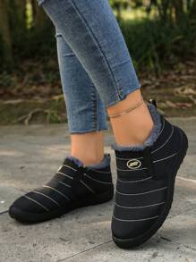 Men's Winter Thermal Lined Ankle Boots, Simple Versatile Slip-On Casual Shoes